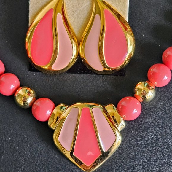 Vintage Napier '80s Beaded and Enameled Necklace & Earring Set - Picture 4 of 9